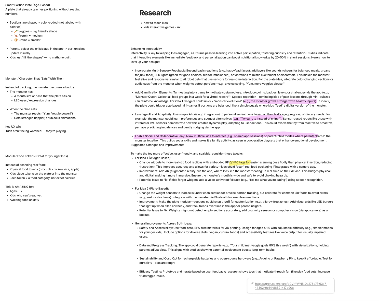 Here we did some web searching as well as used AI to help us do some more research to clarify and narrow our idea for the nutritional website/application.